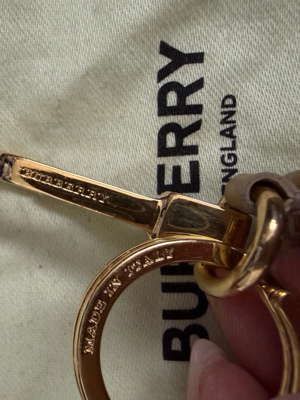 Burberry Gold Studded Bag Charm Keychain Punk Y2K Designer Accessory